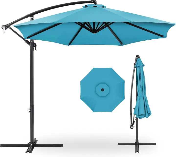 10ft Offset Cantilever Patio Umbrella — 8-Rib Hanging Market Shade