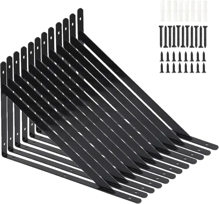 12-Pack 16 x 10 in Heavy-Duty L Shelf Brackets with Hardware