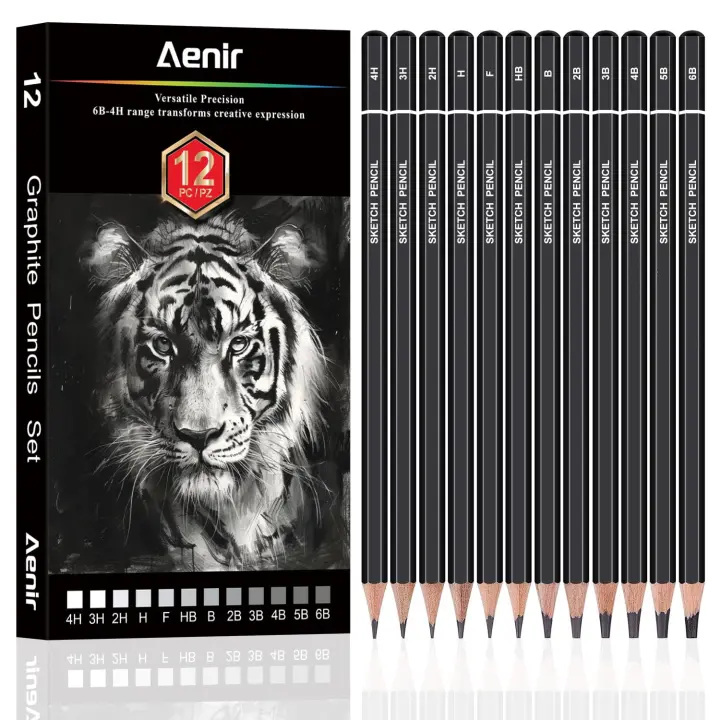 12-Piece Graphite Sketch Pencil Set (6B–4H) — Artist & Beginner Kit