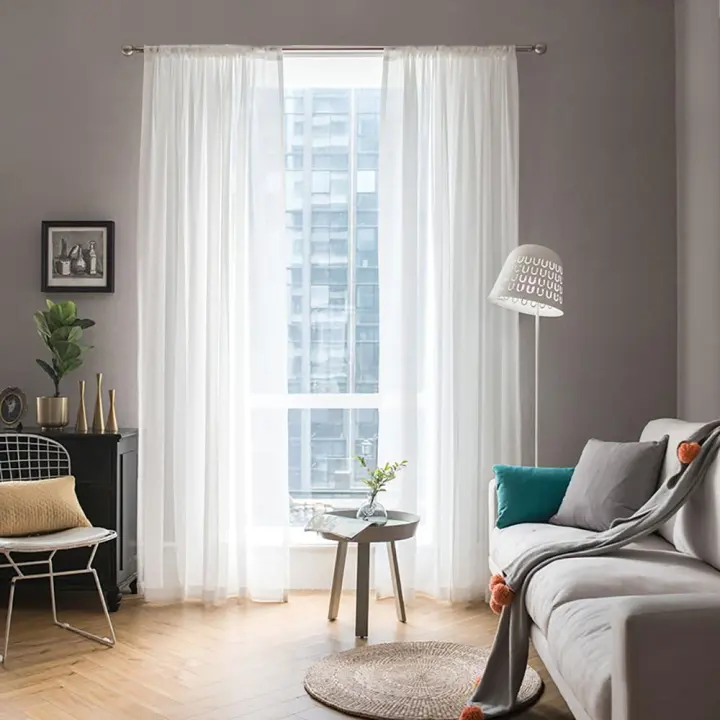 2-Pack Sheer Voile Curtain Panels 54 x 84 in — White Window Drapes