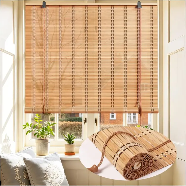 23x48 Bamboo Roman Shade — Roll-Up Light-Filtering Window Blind