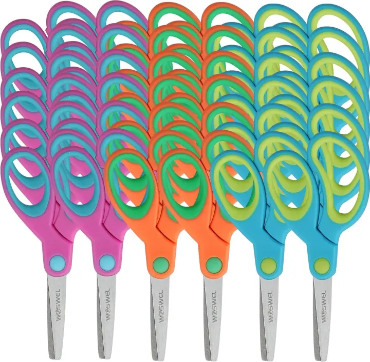 36-Pack Kids Safety Scissors — 5" Blunt-Tip Student Scissors