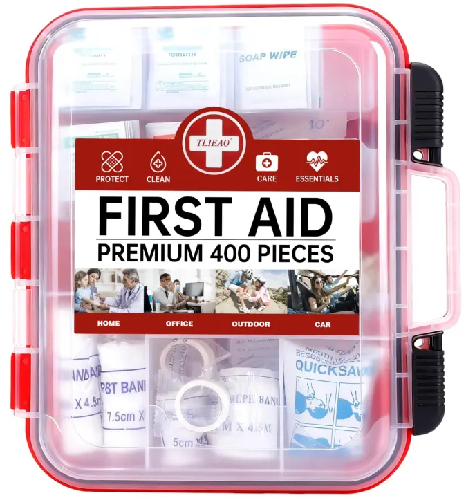 400-Piece Wall-Mount First Aid Kit — Dual-Layer Emergency Organizer