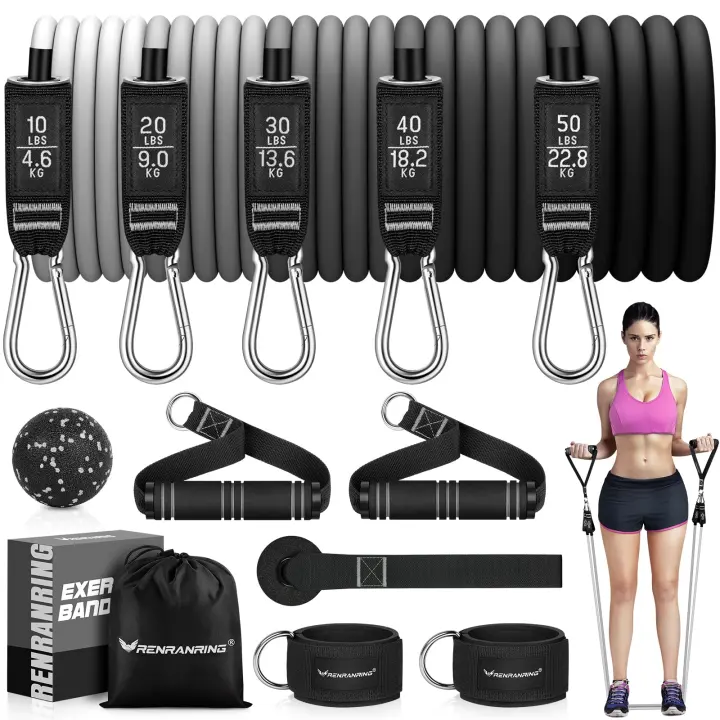5-Level Resistance Band Set with Handles — Full Workout Kit