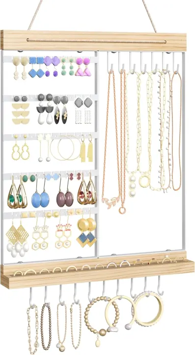 5-Tier Hanging Jewelry Organizer — Wall-Mount Earring & Necklace Rack