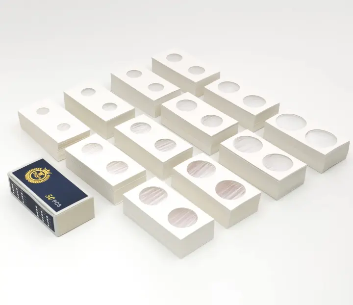 600-Piece 2x2 Coin Flips — 12 Sizes of Cardboard Coin Holders