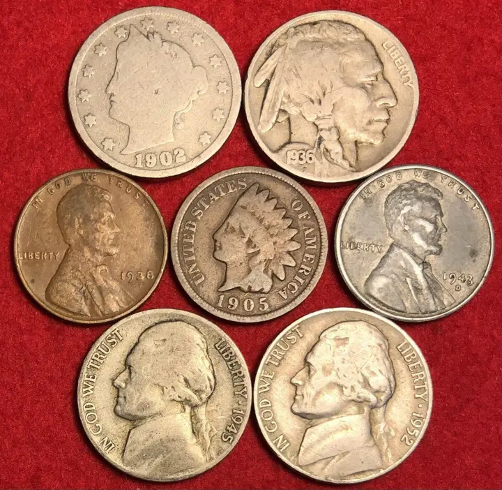 7-Piece Vintage U.S. Coin Lot (1883–1959) — Pennies & Nickels