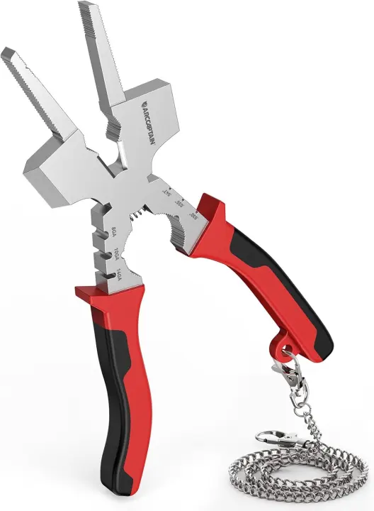 8" Measurable MIG Welding Pliers with Retention Chain — Multi-Tool