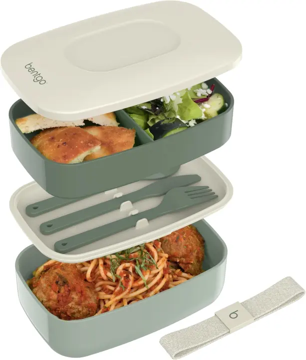 Bentgo Classic 3-Compartment Stackable Adult Bento Lunch Box with Utensils