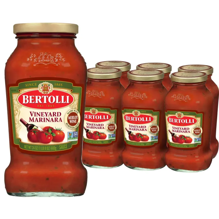 Bertolli Vineyard Merlot Marinara Sauce — Six 24 oz Jars, Pasta Sauce