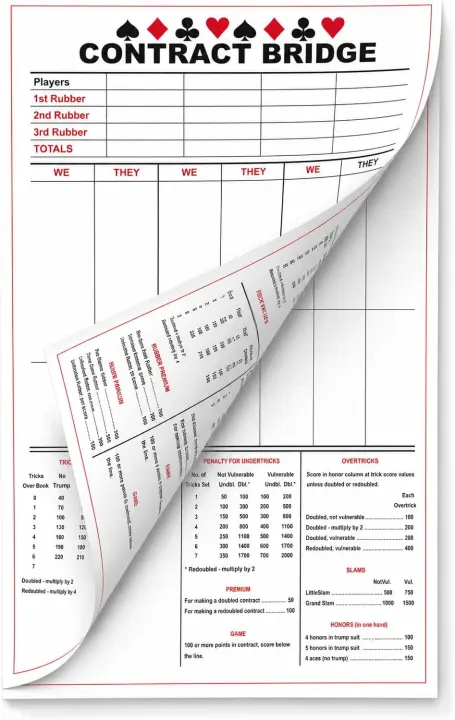 Contract Bridge Scoring Notepads — 5.5 x 8.5, Double-Sided (100 Pages)