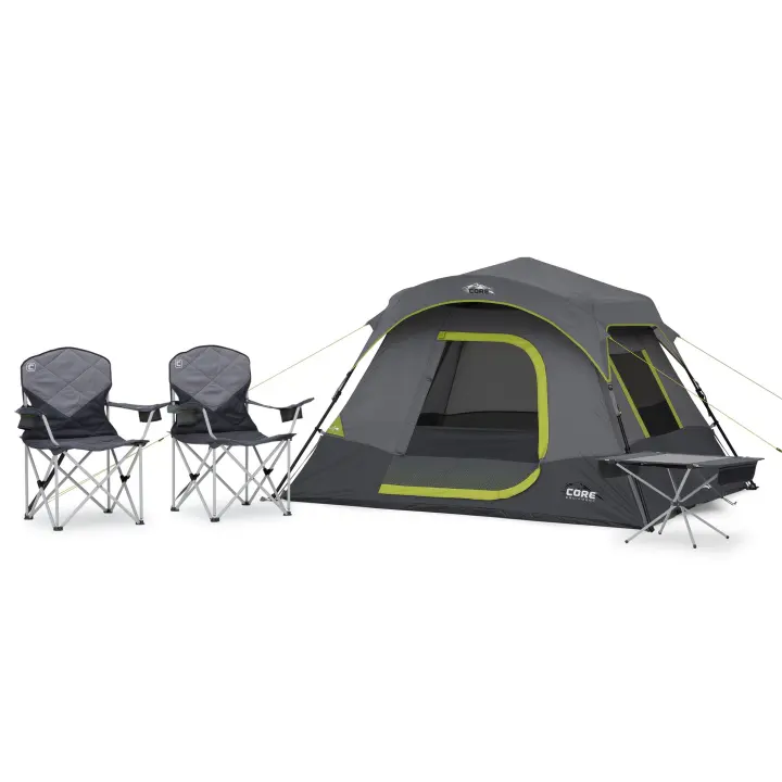 CORE 4-Person Instant Cabin Tent Kit with Table and 2 Padded Chairs