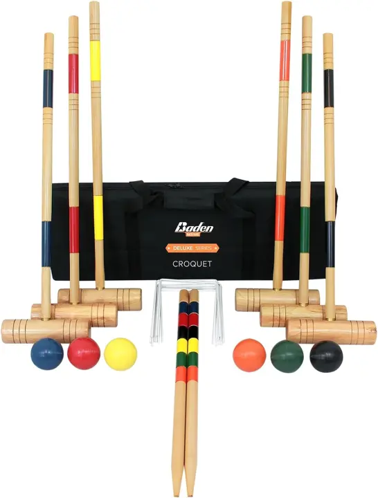 Deluxe Croquet Set with 29-inch Mallets — Complete Lawn Game