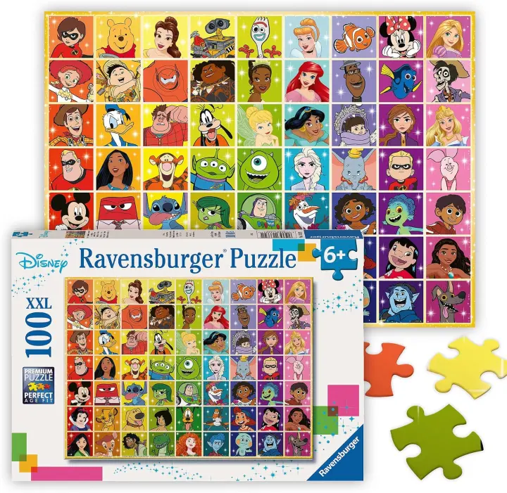 Disney Pixar Color-Grid 100-Piece Jigsaw Puzzle — Premium Kids Puzzle