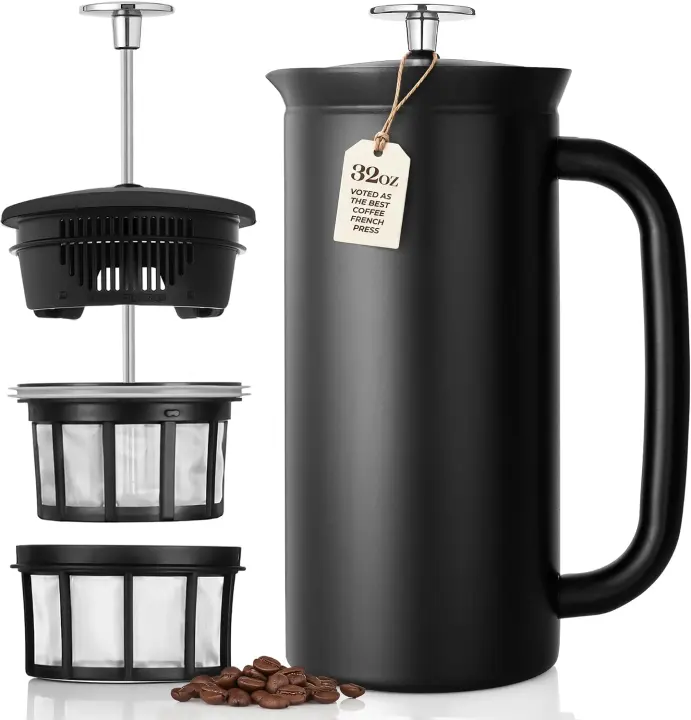 ESPRO P7 Stainless Steel French Press — 32oz Double-Filter