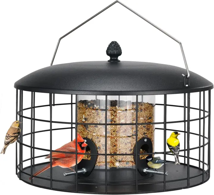 Extra-Wide Metal Squirrel-Resistant Hanging Bird Feeder (11.8")