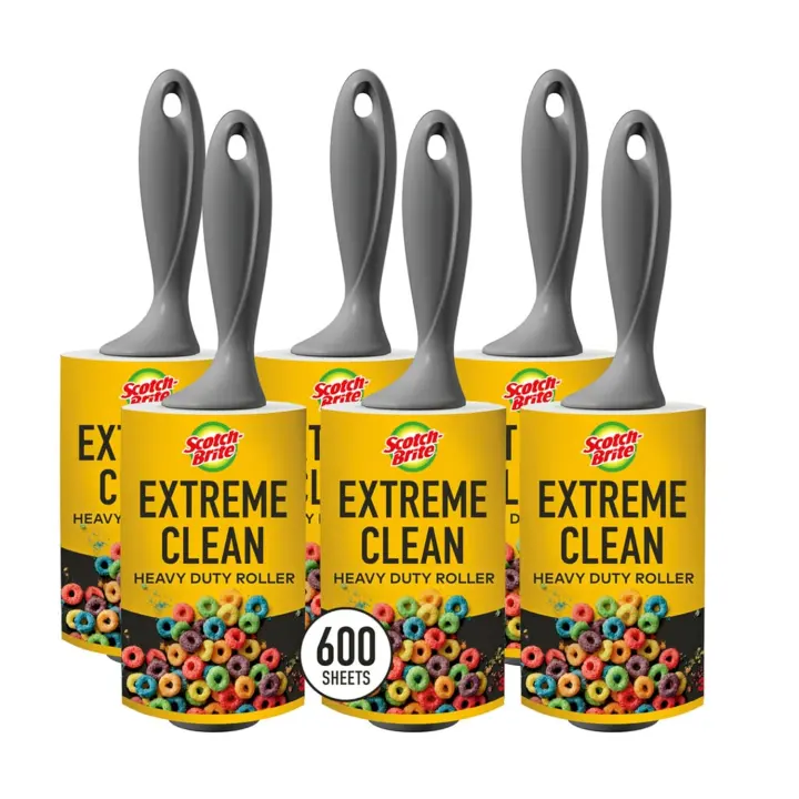 Extreme Clean Heavy-Duty Lint Rollers — 6-Pack (600 Sheets)