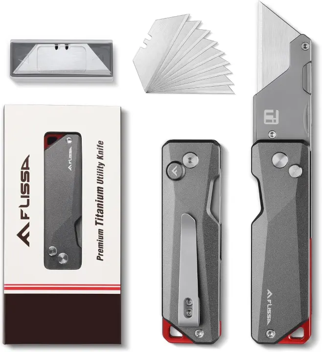 FLISSA Titanium EDC Folding Utility Knife — Lightweight CNC Box Cutter