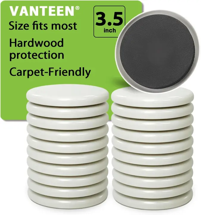 Furniture Sliders for Carpet — 20-Pack 3.5-inch Heavy-Duty Movers Pads
