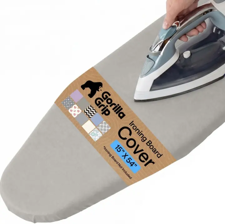 Gorilla Grip Padded Ironing Board Cover — 15 x 54 Silver, Silicone-Coated