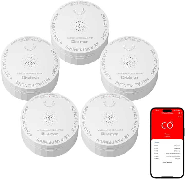 Heiman Smart Carbon Monoxide Alarm — Wi‑Fi Battery CO Detector