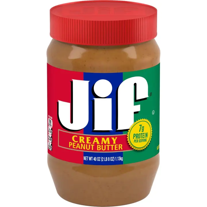 Jif Creamy Peanut Butter — 40 oz Jar, 7g Protein per Serving