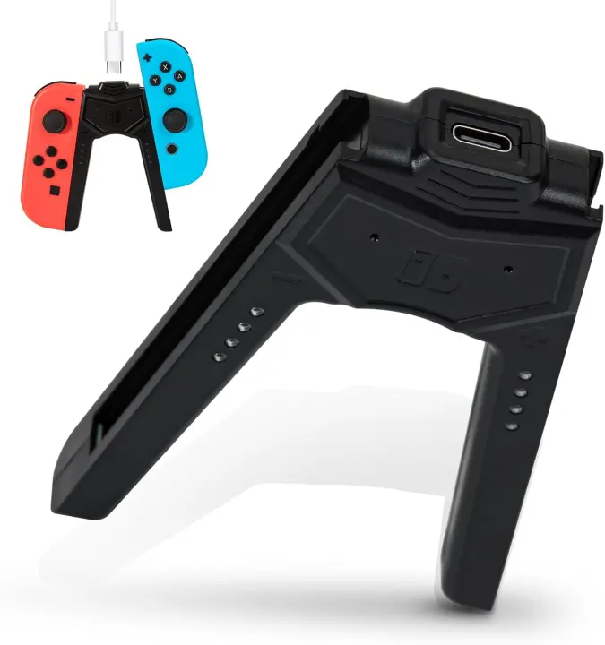 Joy-Con Charging Grip with USB-C Cable & Dual Charger — Ergonomic Black Grip