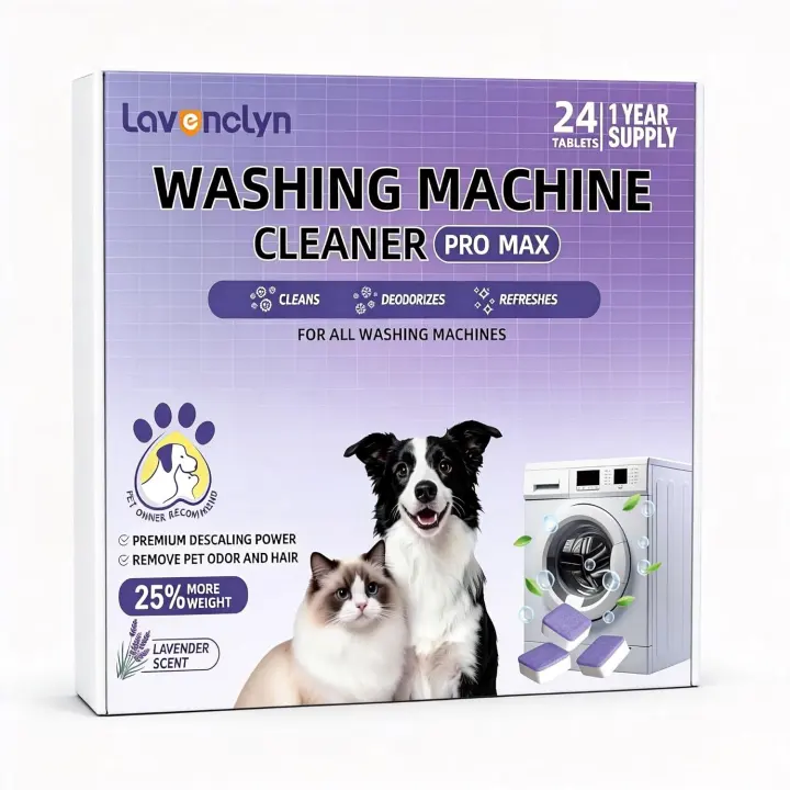 Lavender Enzyme Washing Machine Cleaner Tablets — 24-Pack for Pet Homes