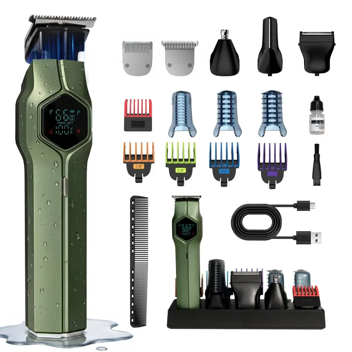 Magnetic-Head Waterproof Beard & Body Trimmer with Dock — 180‑Min Run