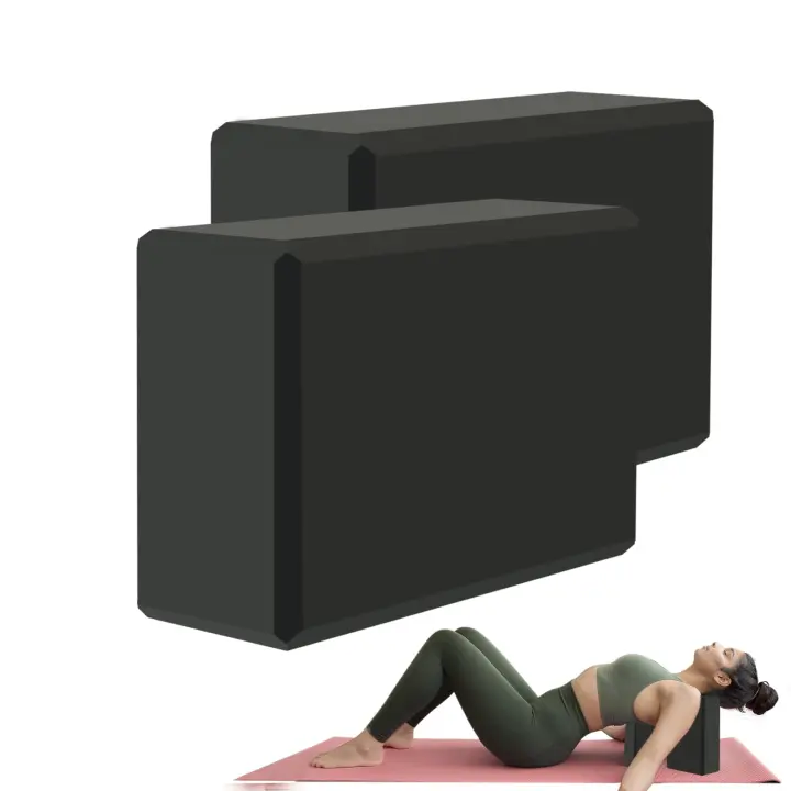 MBKHFLL 2-Pack Black Yoga Blocks — Latex-Free EVA Support Bricks