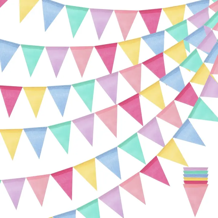 Pastel Triangle Pennant Garland — 78 ft, 6 Strands, 72 Flags
