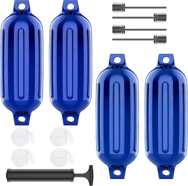 Ribbed Twin-Eye Boat Fenders — Inflatable Bumpers (2–4 Pack)