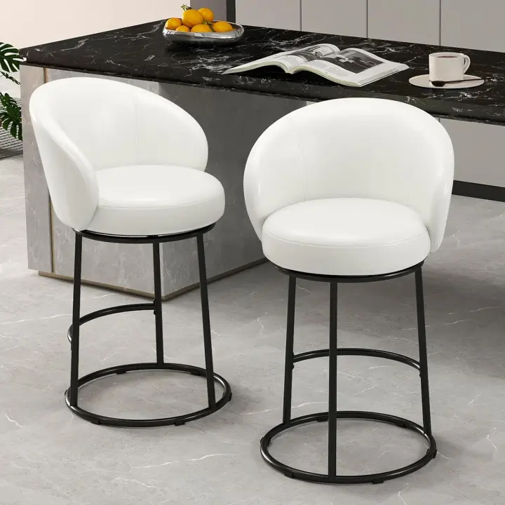 Swivel Counter-Height Bar Stools Set of 2 — 26 in Seat Height, Upholstered