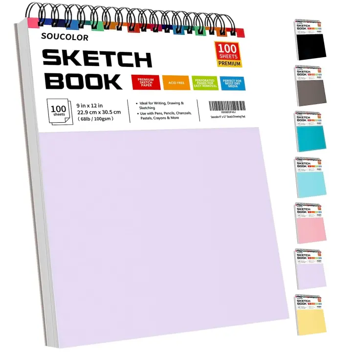 Top‑Spiral 9x12 Sketchbook — 100 Sheets, 68lb Acid‑Free Paper