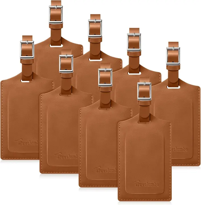 Travelambo 8-Pack Faux-Leather Luggage Tags for Travel