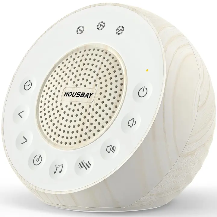 Wood-Grain White Noise Machine — 31 Soothing Sounds, 5W Stereo