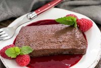 Decadent Chocolate Terrine with Raspberry Coulis
