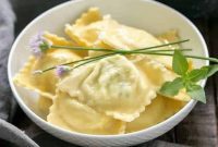 Three Cheese & Basil Ravioli Drizzled with Brown Butter Sage