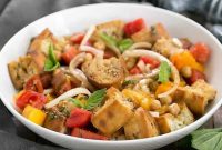 Summer Heirloom Tomato and Creamy Burrata Panzanella