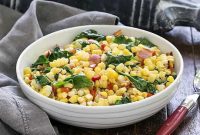Golden Skillet Corn with Fresh Spinach and Bell Peppers