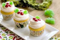 Winter White Holly Cupcakes