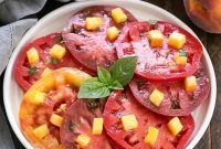 Summer Peach Tomato Salad with Zesty Basil Vinaigrette