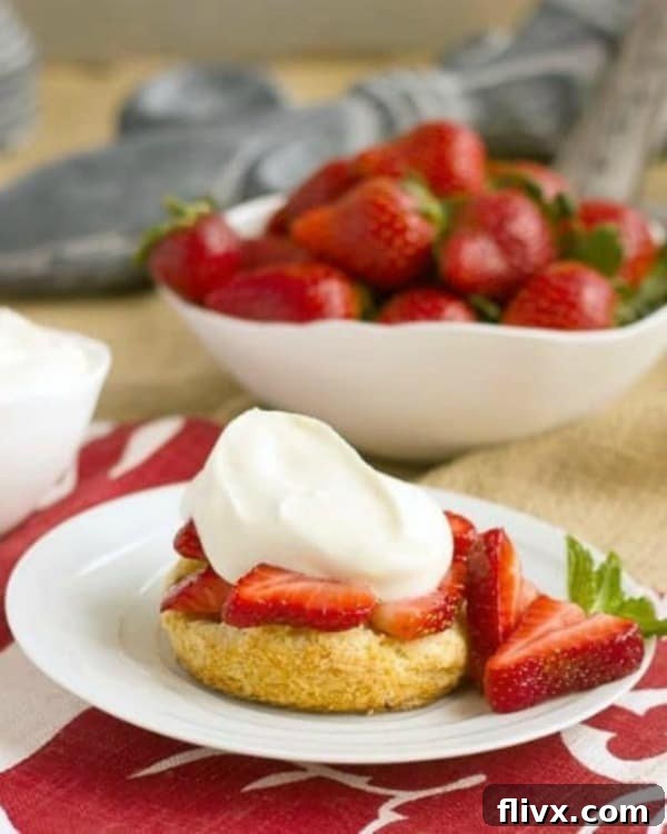 Strawberry Shortcakes with White Chocolate Whipped Cream.
