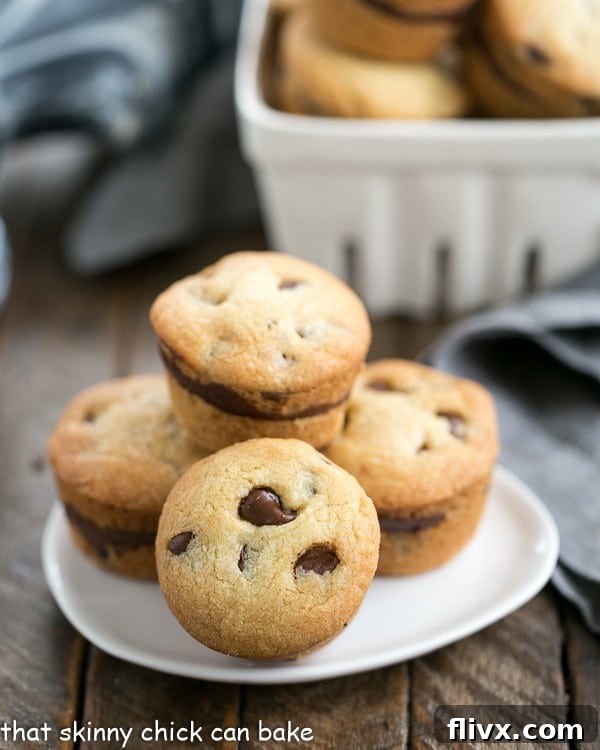 Chocolate Chip Lava Cookies on a white plate with a bowl in the background