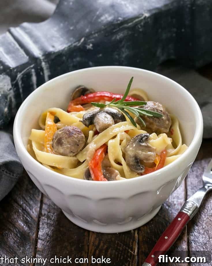 Pasta Fettuccine in a white bowl