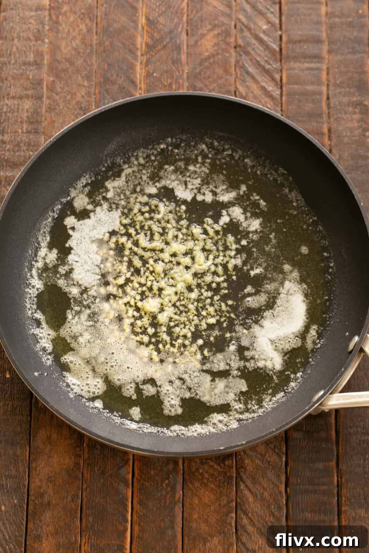 Butter and Olive oil heating in skillet.
