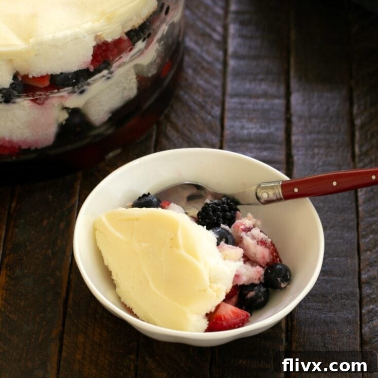 Mixed Berry Trifle Recipe - a vibrant and delicious no-bake dessert, perfect for summer entertaining.