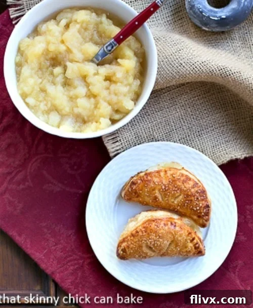 An overhead shot of a freshly prepared bowl of Compote de Pommes (French Applesauce), showcasing its appealing texture and warmth, perfect for a cozy meal.
