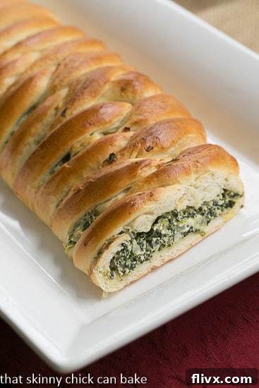 Spinach Onion Braid, freshly baked and golden.