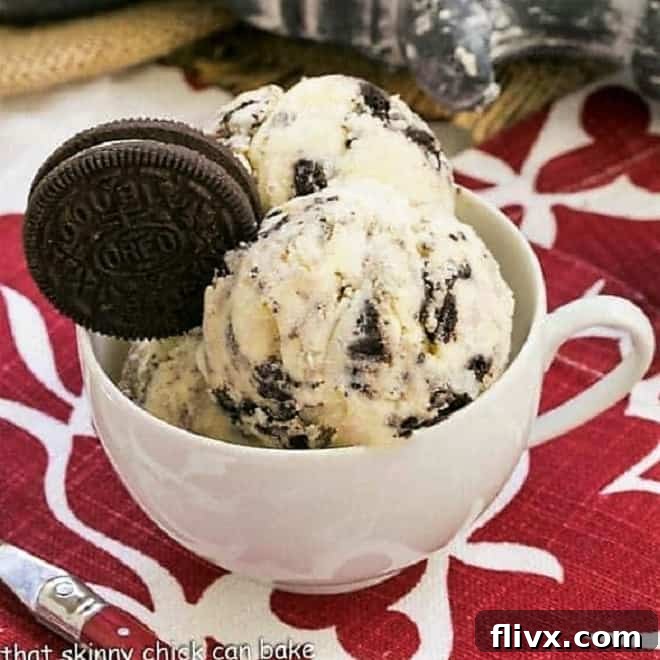 Oreo Ice Cream with crushed cookies